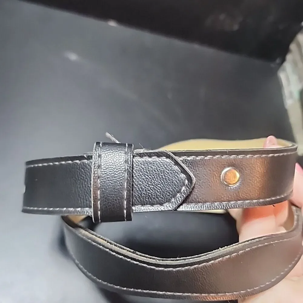 Fort Worth Leather Black Belt Women's Sz 30 Scalloped NO BUCKLE